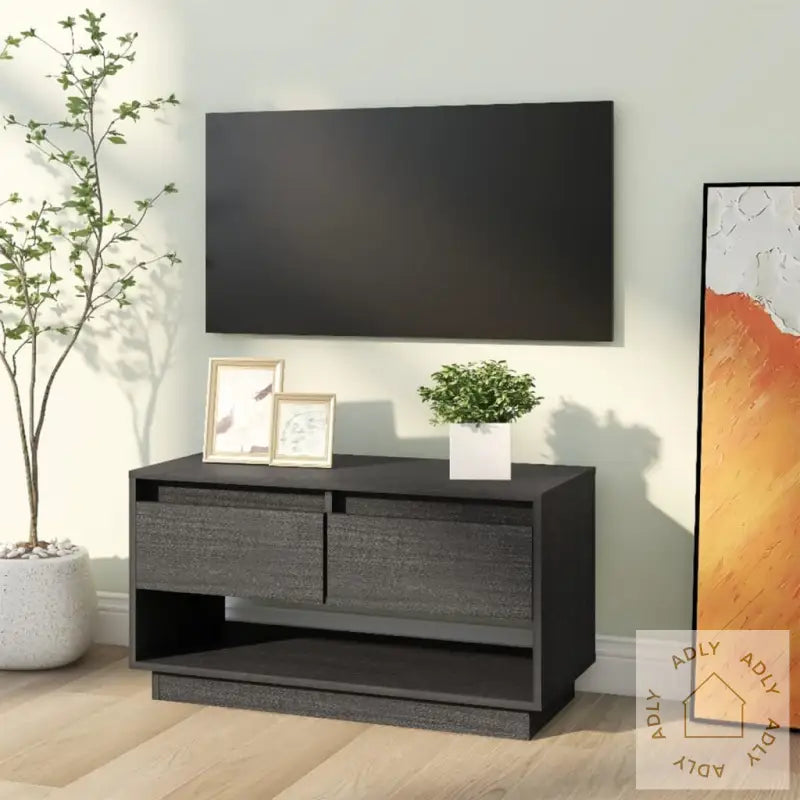 Tv-Benk Grå 74X34X40 Cm Heltre Furu