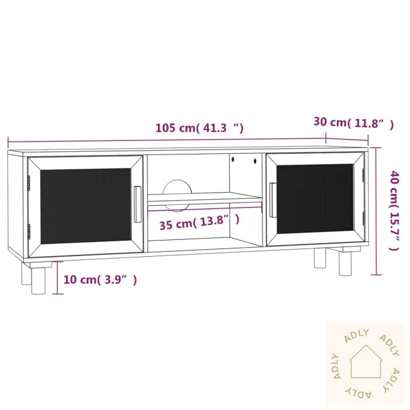 Tv-Benk Brun 105X30X40 Cm Heltre Furu Og Naturrotting