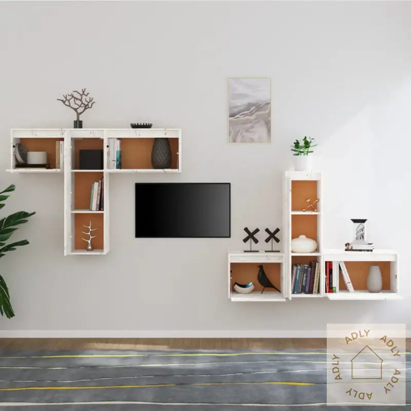 Tv-Benker 6 Stk Hvit Heltre Furu