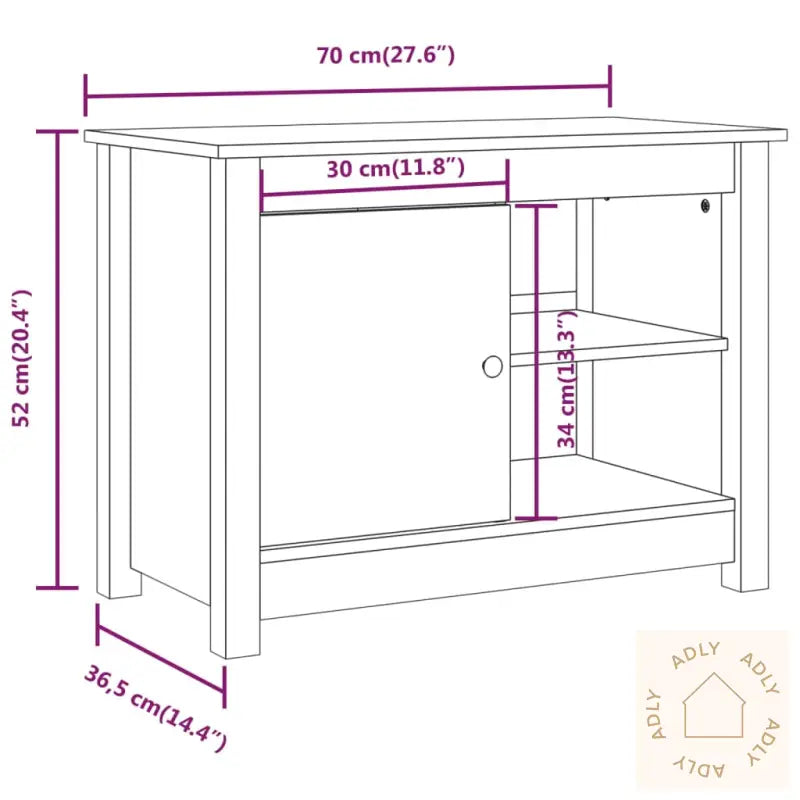 Tv-Benk Honningbrun 70X36,5X52 Cm Heltre Furu