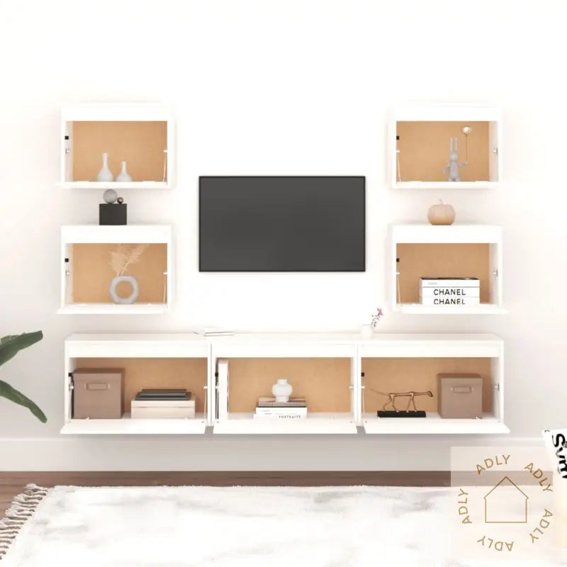 Tv-Benker 7 Stk Hvit Heltre Furu