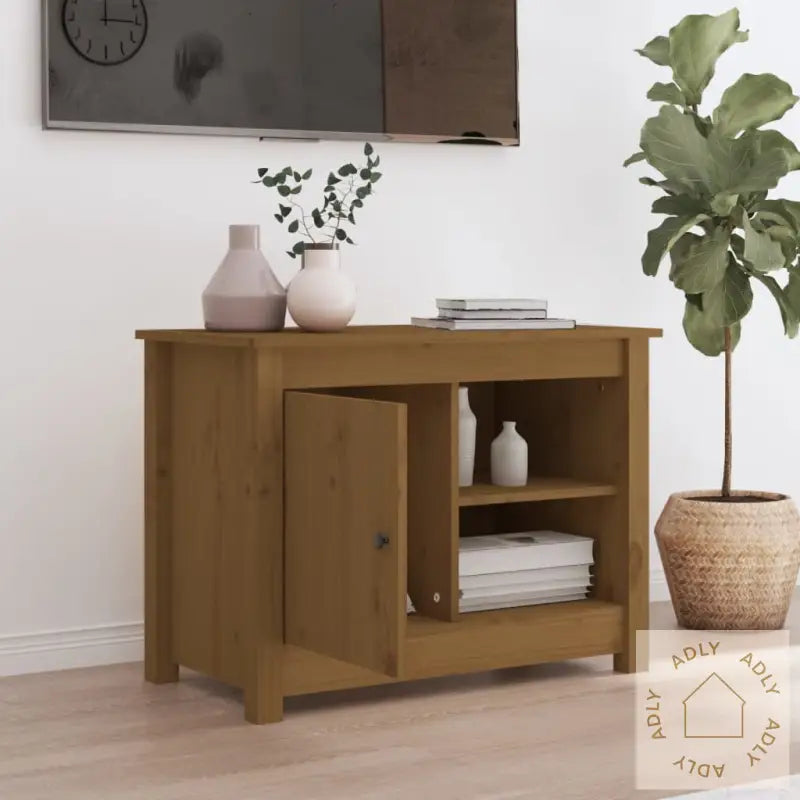 Tv-Benk Honningbrun 70X36,5X52 Cm Heltre Furu