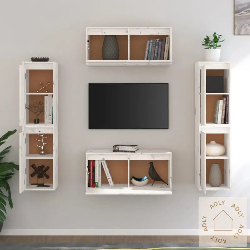 Tv-Benker 6 Stk Hvit Heltre Furu