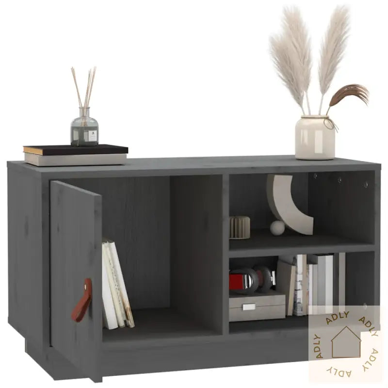 Tv-Benk Grå 70X34X40 Cm Heltre Furu