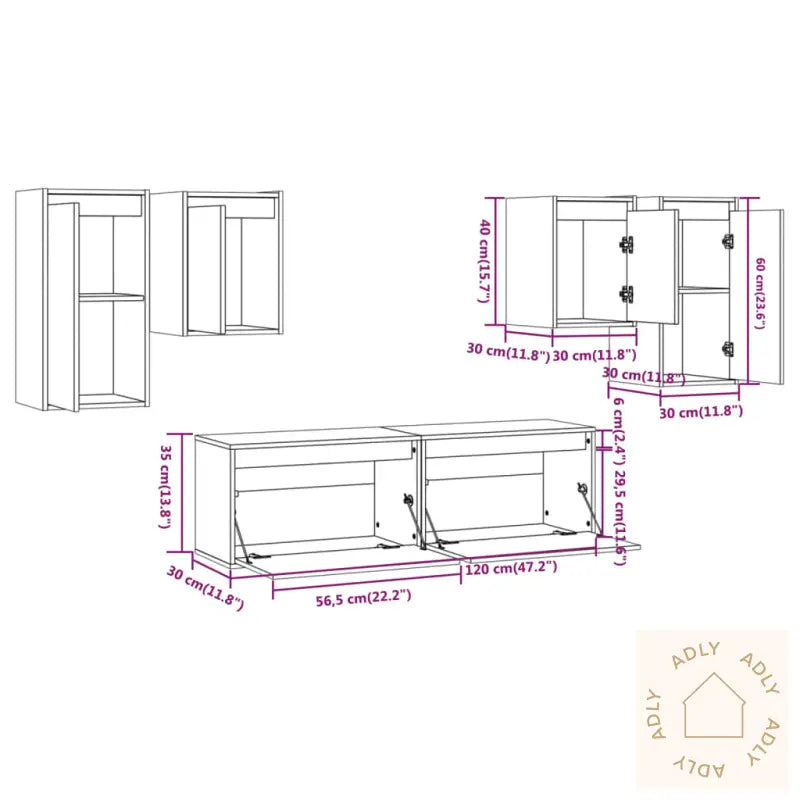 Tv-Benker 6 Stk Heltre Furu
