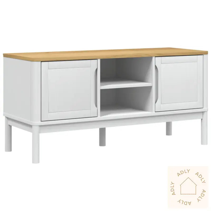 Tv-Benk Floro Hvit 114X43X55 Cm Heltre Furu
