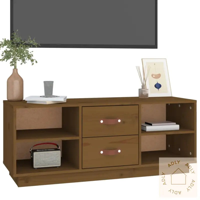 Tv-Benk Honningbrun 100X34X40 Cm Heltre Furu
