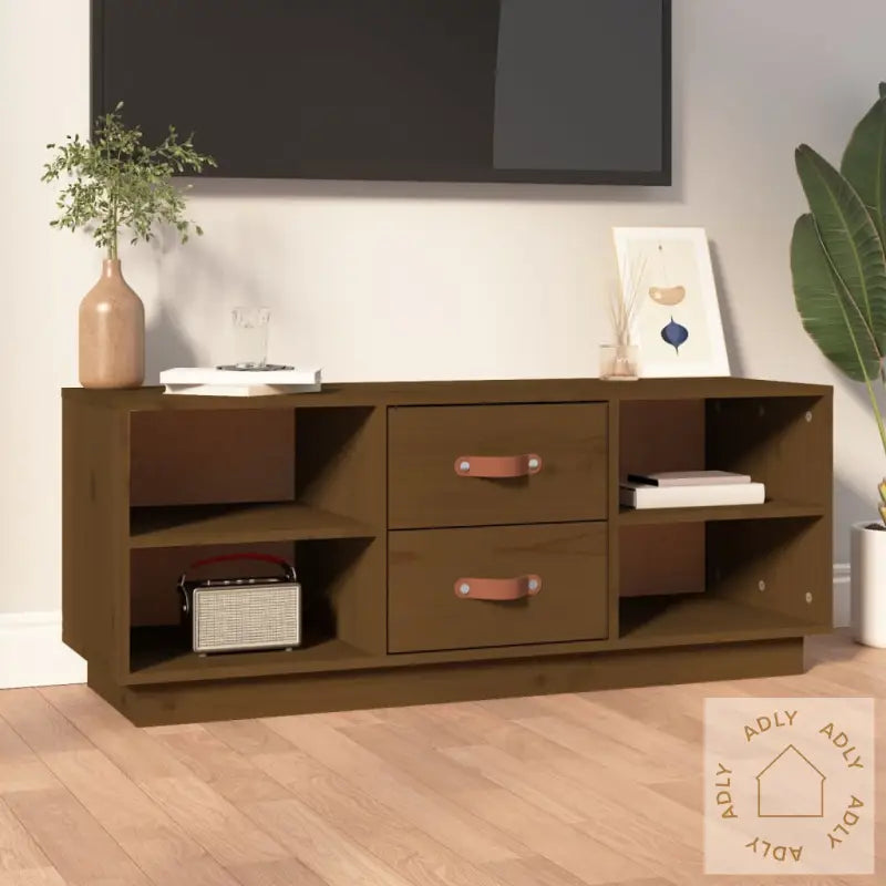 Tv-Benk Honningbrun 100X34X40 Cm Heltre Furu
