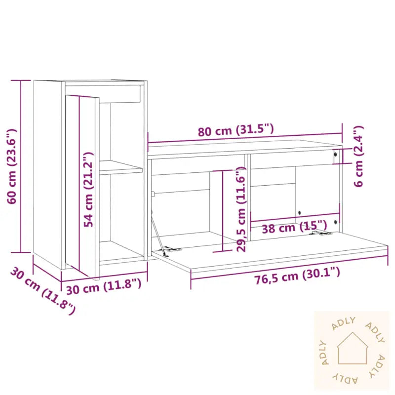 Tv-Benker 2 Stk Hvit Heltre Furu