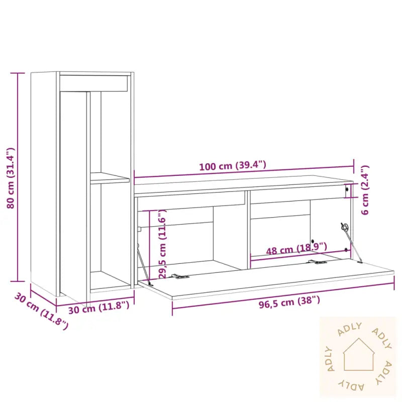 Tv-Benker 2 Stk Hvit Heltre Furu