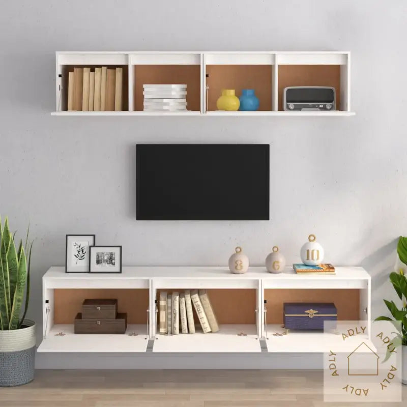 Tv-Benker 5 Stk Hvit Heltre Furu