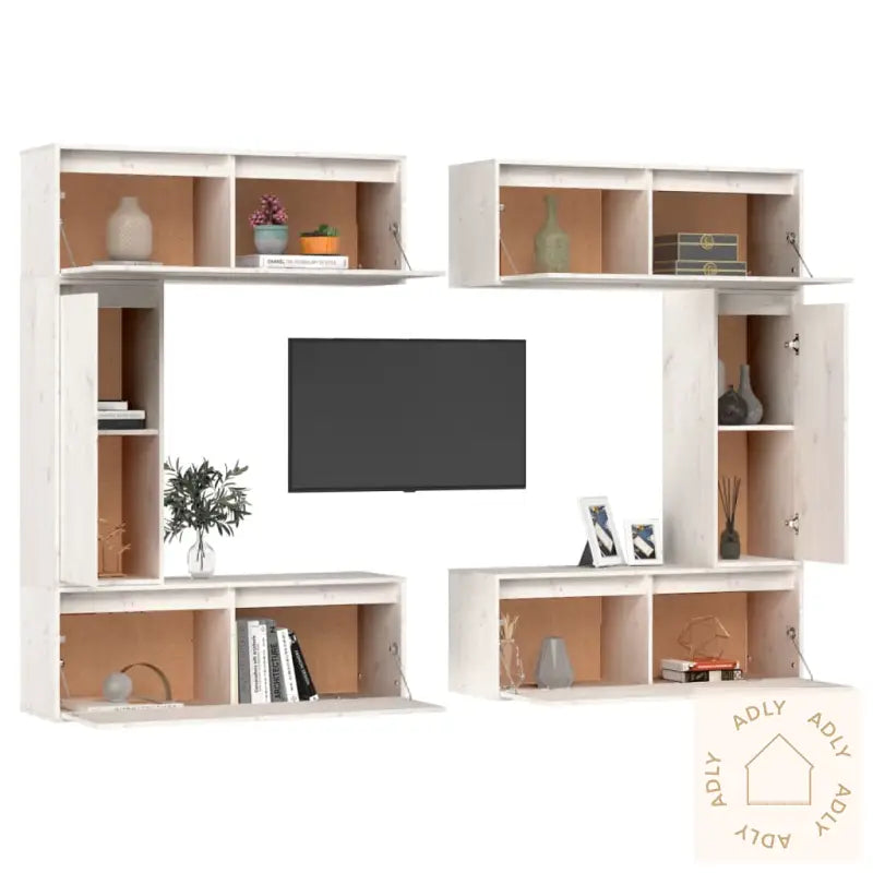 Tv-Benker 6 Stk Hvit Heltre Furu