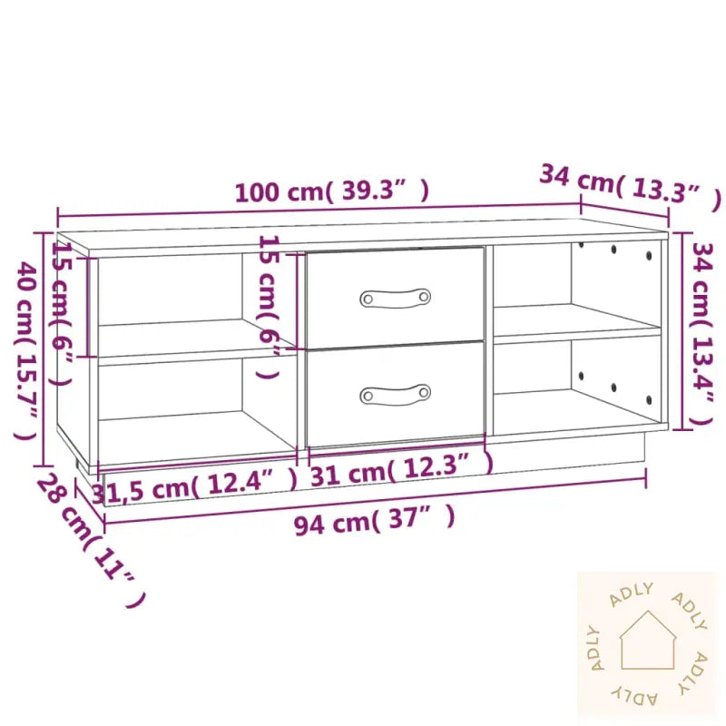 Tv-Benk Honningbrun 100X34X40 Cm Heltre Furu