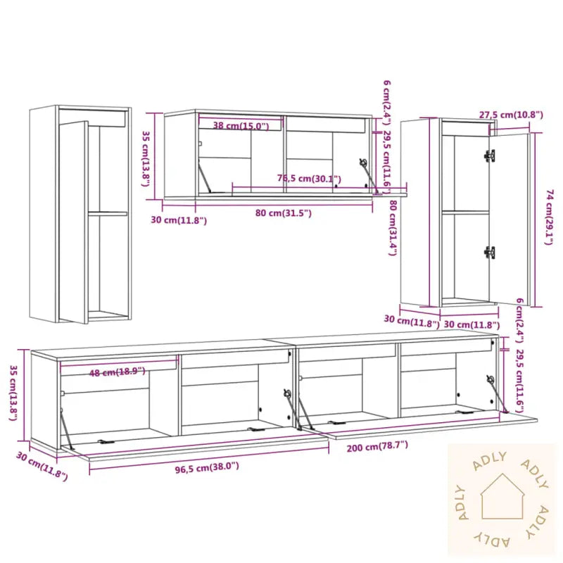 Tv-Benker 5 Stk Heltre Furu