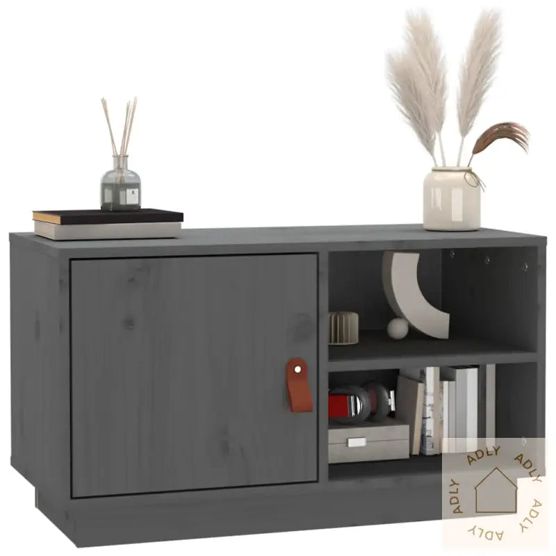 Tv-Benk Grå 70X34X40 Cm Heltre Furu