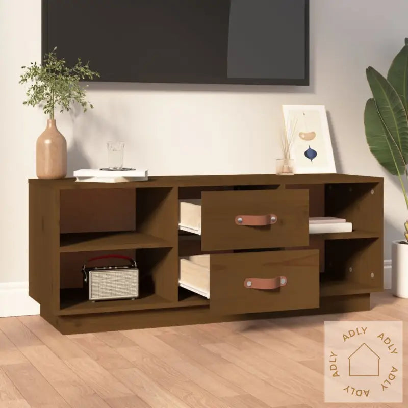 Tv-Benk Honningbrun 100X34X40 Cm Heltre Furu