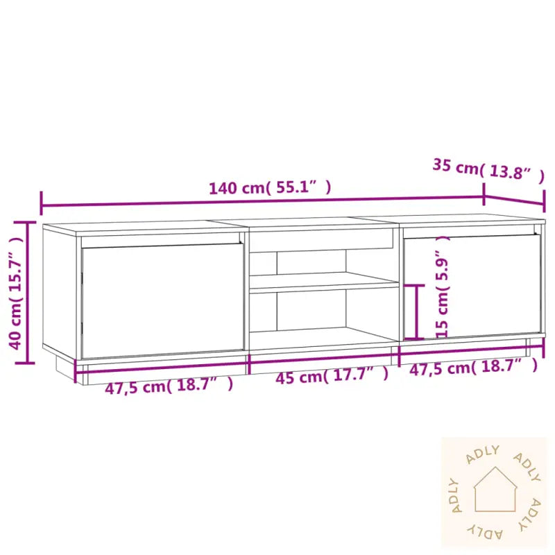 Tv-Benk Svart 140X35X40 Cm Heltre Furu