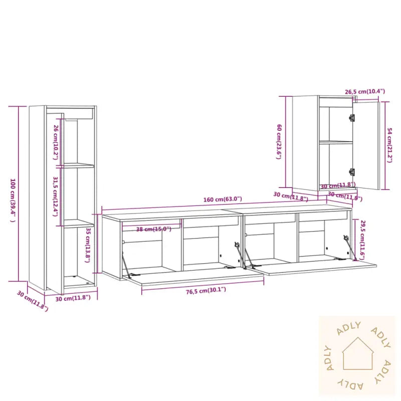Tv-Benker 4 Stk Hvit Heltre Furu
