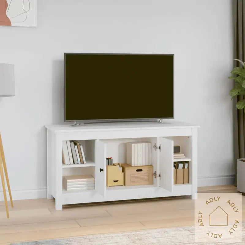 Tv-Benk Hvit 103X36,5X52 Cm Heltre Furu
