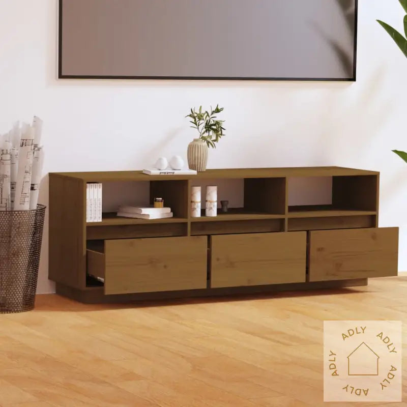 Tv-Benk Honningbrun 140X37X50 Cm Heltre Furu