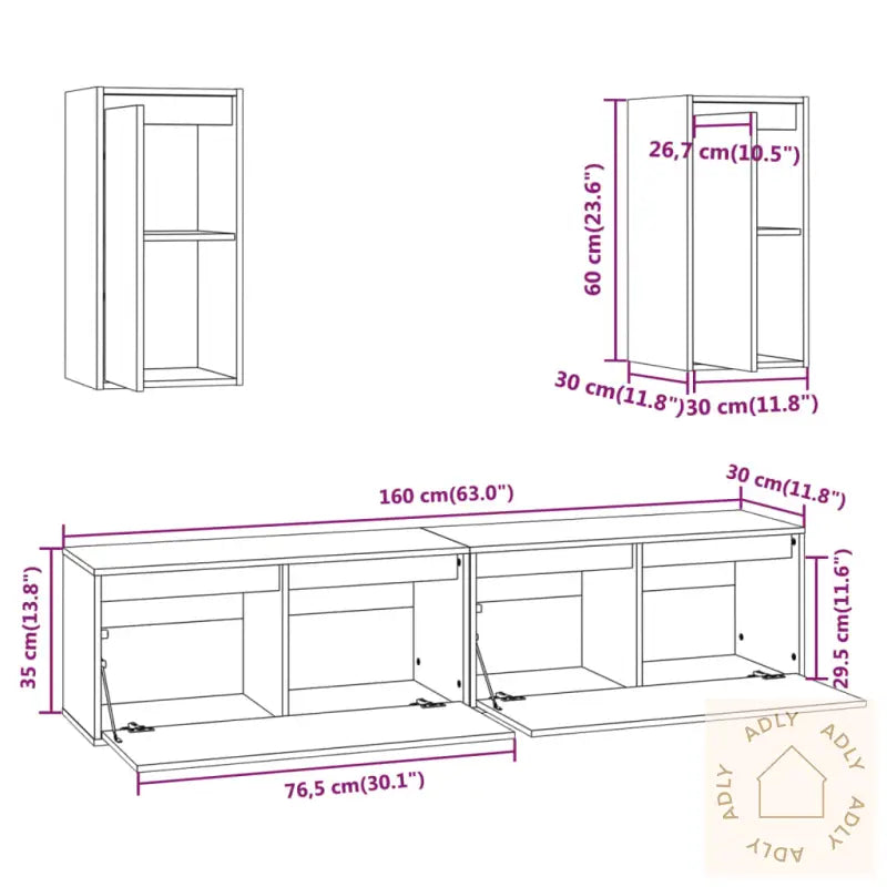 Tv-Benker 4 Stk Heltre Furu