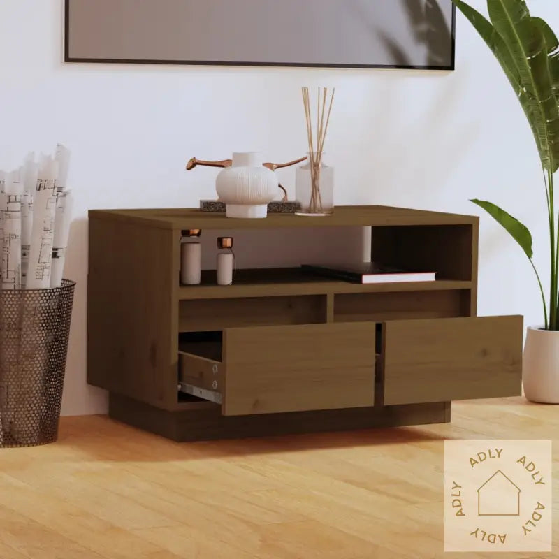 Tv-Benk Honningbrun 60X35X37 Cm Heltre Furu