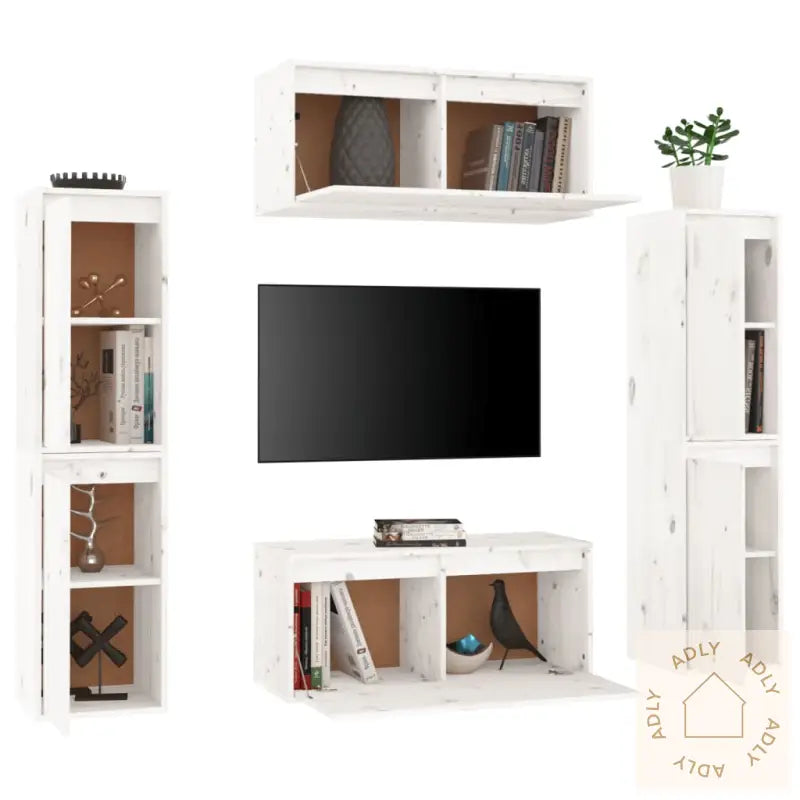 Tv-Benker 6 Stk Hvit Heltre Furu