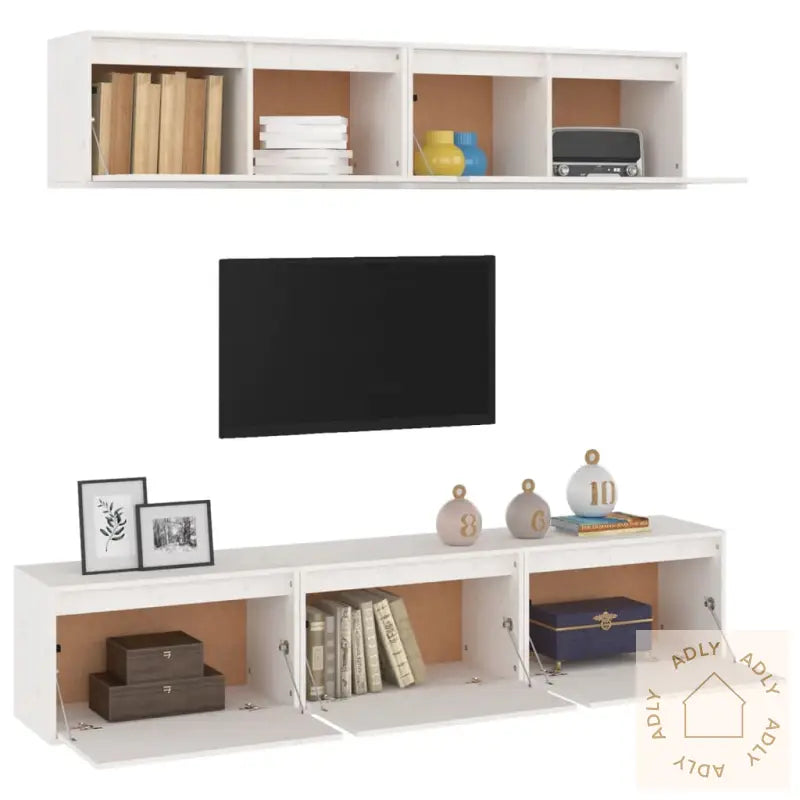 Tv-Benker 5 Stk Hvit Heltre Furu