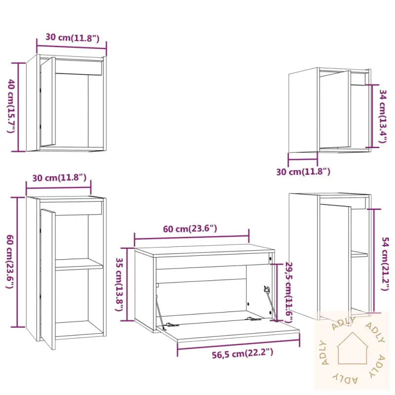 Tv-Benker 5 Stk Hvit Heltre Furu