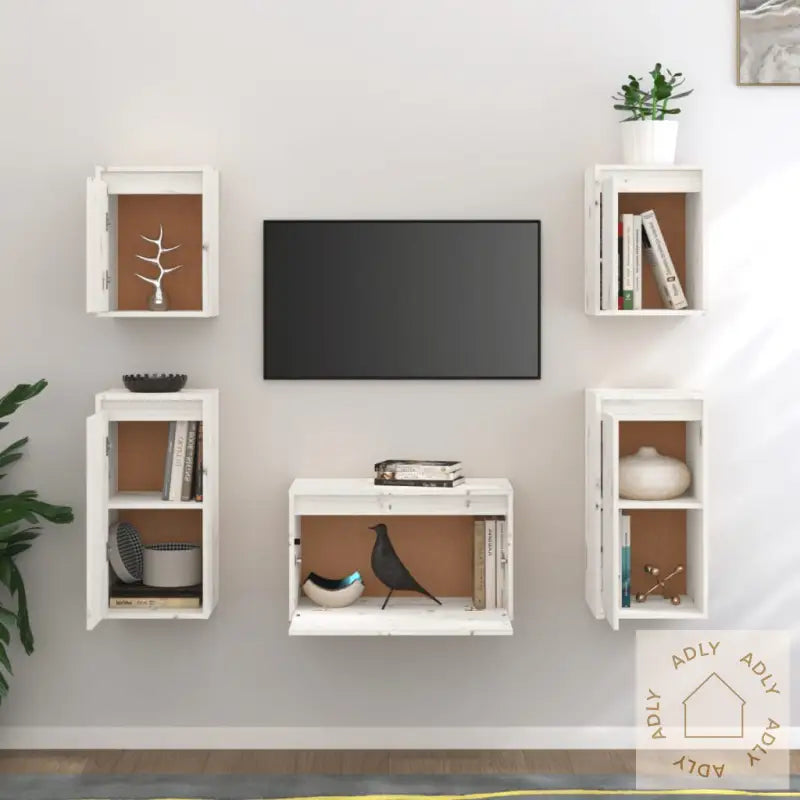 Tv-Benker 5 Stk Hvit Heltre Furu