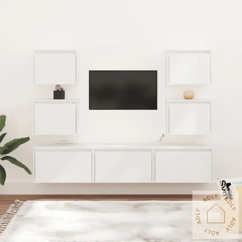 Tv-Benker 7 Stk Hvit Heltre Furu