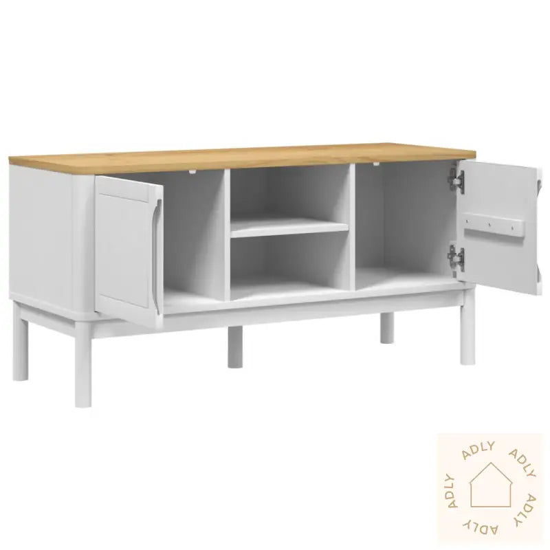 Tv-Benk Floro Hvit 114X43X55 Cm Heltre Furu