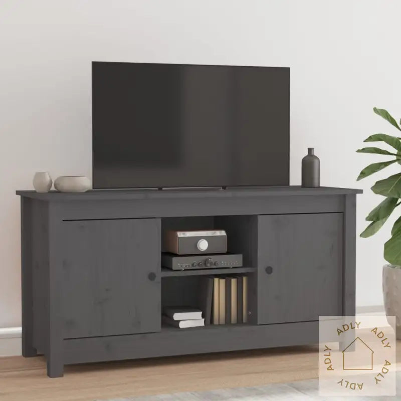 Tv-Benk Grå 103X36,5X52 Cm Heltre Furu
