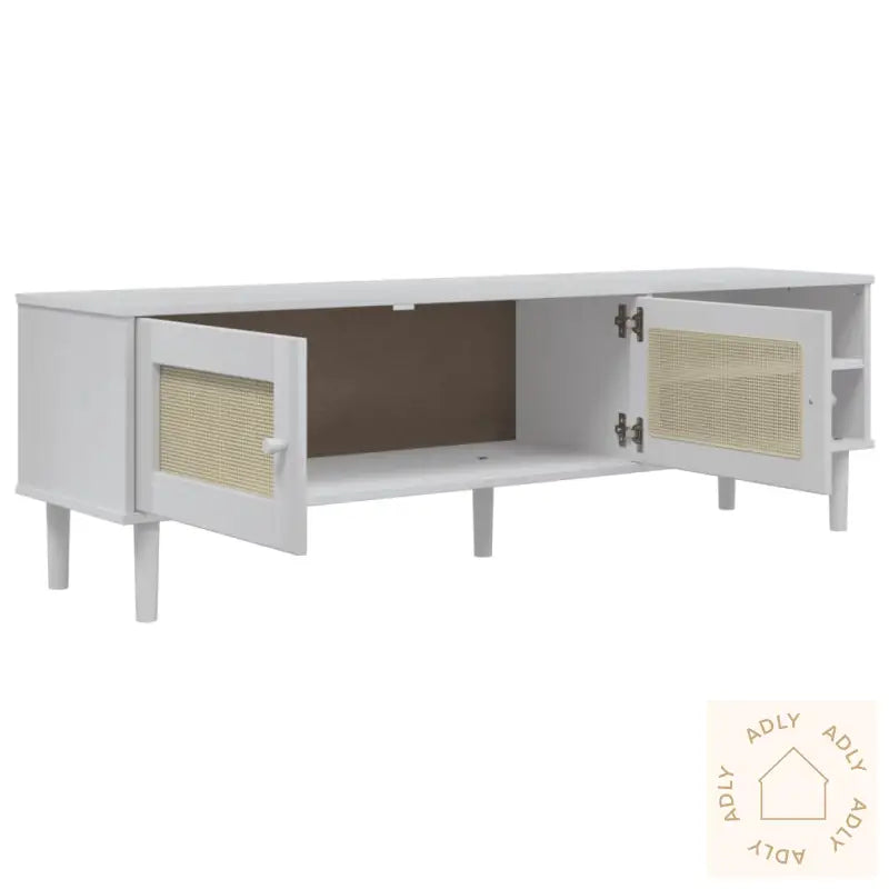 Tv-Benk Senja Rotting-Utseende Hvit 158X40X49 Cm Heltre Furu
