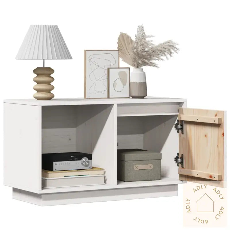 Tv-Benk Hvit 74X35X44 Cm Heltre Furu