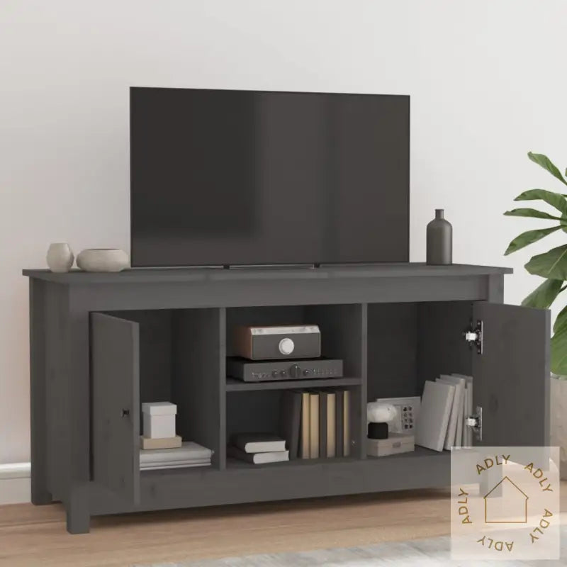 Tv-Benk Grå 103X36,5X52 Cm Heltre Furu