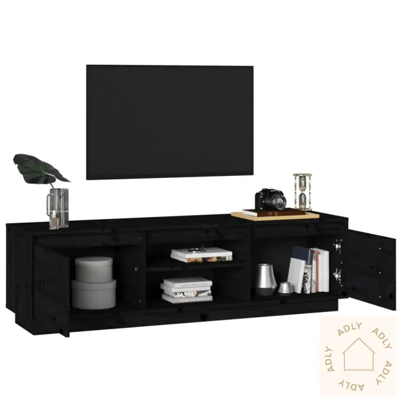 Tv-Benk Svart 140X35X40 Cm Heltre Furu