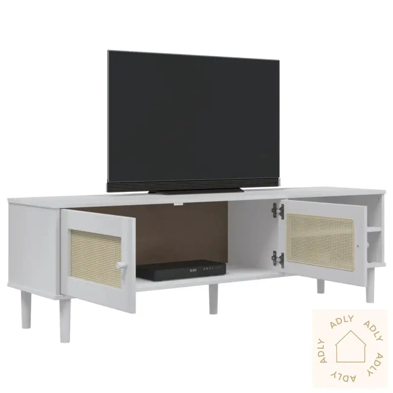 Tv-Benk Senja Rotting-Utseende Hvit 158X40X49 Cm Heltre Furu