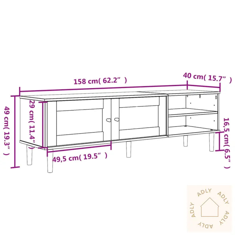 Tv-Benk Senja Rotting-Utseende Hvit 158X40X49 Cm Heltre Furu