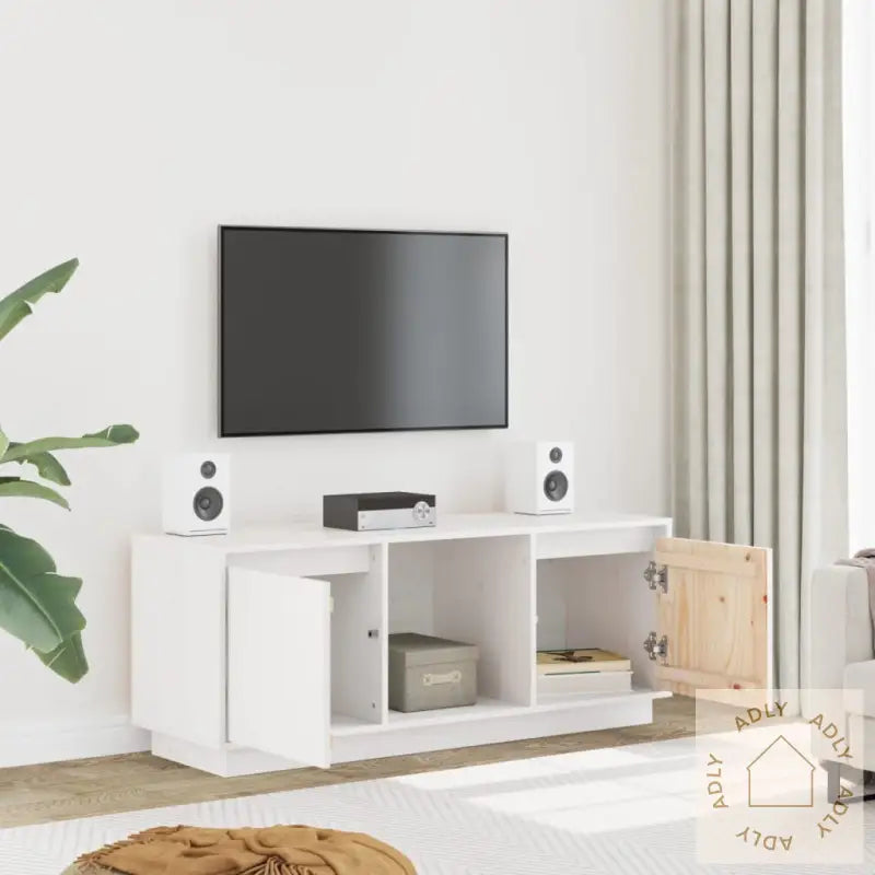 Tv-Benk Hvit 110,5X35X44 Cm Heltre Furu