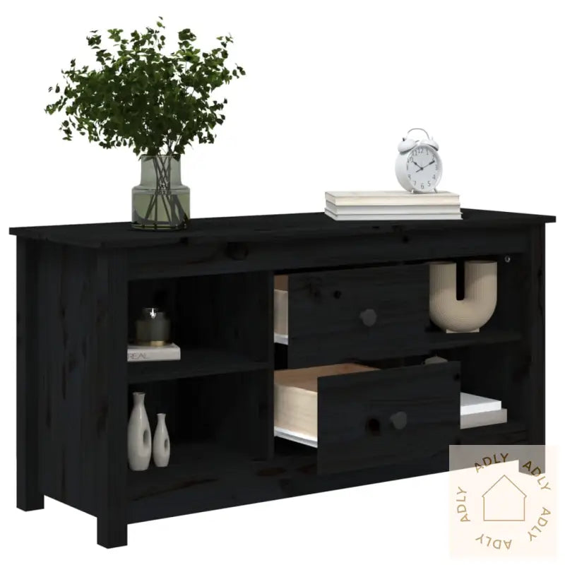 Tv-Benk Svart 103X36,5X52 Cm Heltre Furu