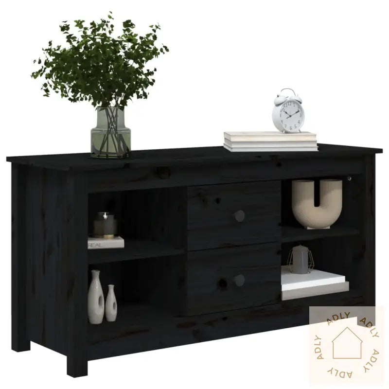 Tv-Benk Svart 103X36,5X52 Cm Heltre Furu