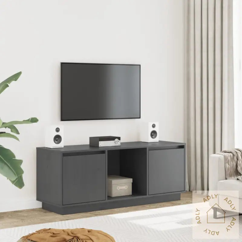 Tv-Benk Grå 110,5X35X44 Cm Heltre Furu
