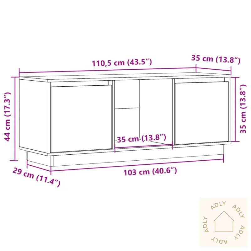 Tv-Benk Hvit 110,5X35X44 Cm Heltre Furu