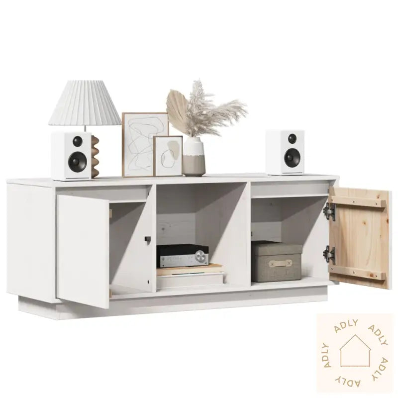 Tv-Benk Hvit 110,5X35X44 Cm Heltre Furu