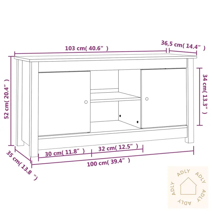 Tv-Benk Honningbrun 103X36,5X52 Cm Heltre Furu