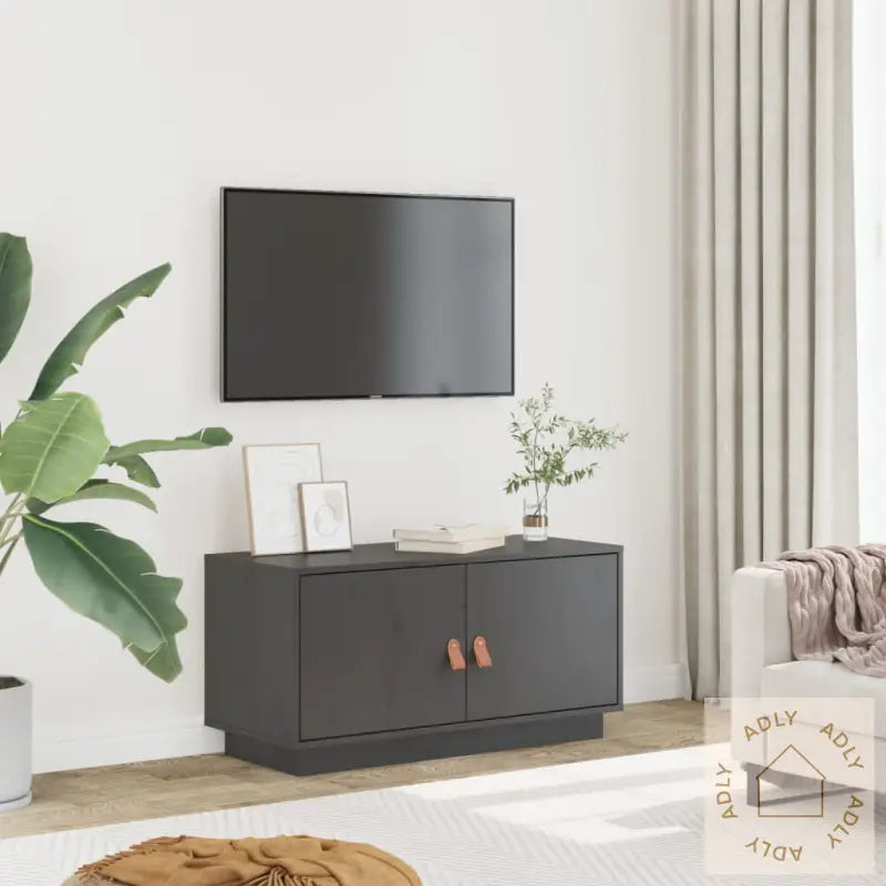 Tv-Benk Grå 80X34X40 Cm Heltre Furu