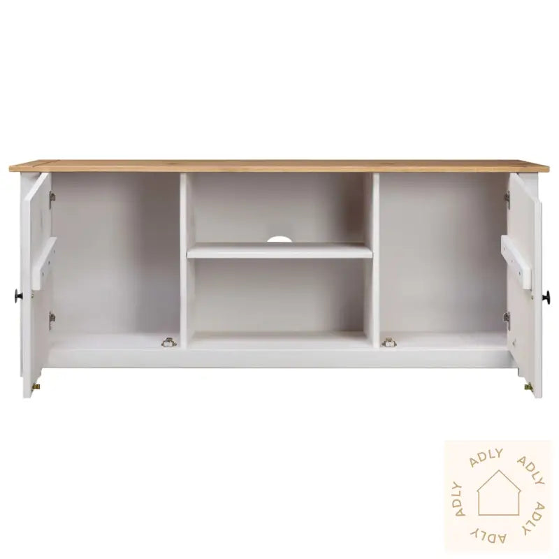 Tv-Benk Hvit 120X40X50 Cm Heltre Furu Panama Range