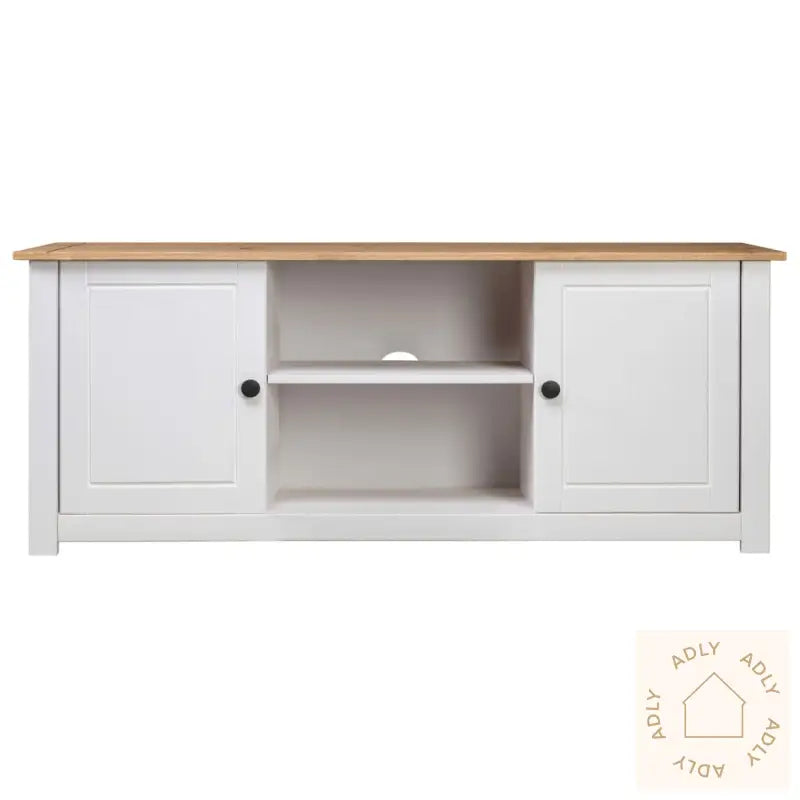 Tv-Benk Hvit 120X40X50 Cm Heltre Furu Panama Range