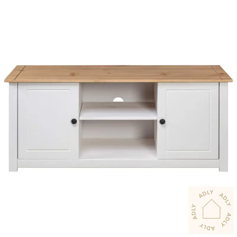 Tv-Benk Hvit 120X40X50 Cm Heltre Furu Panama Range